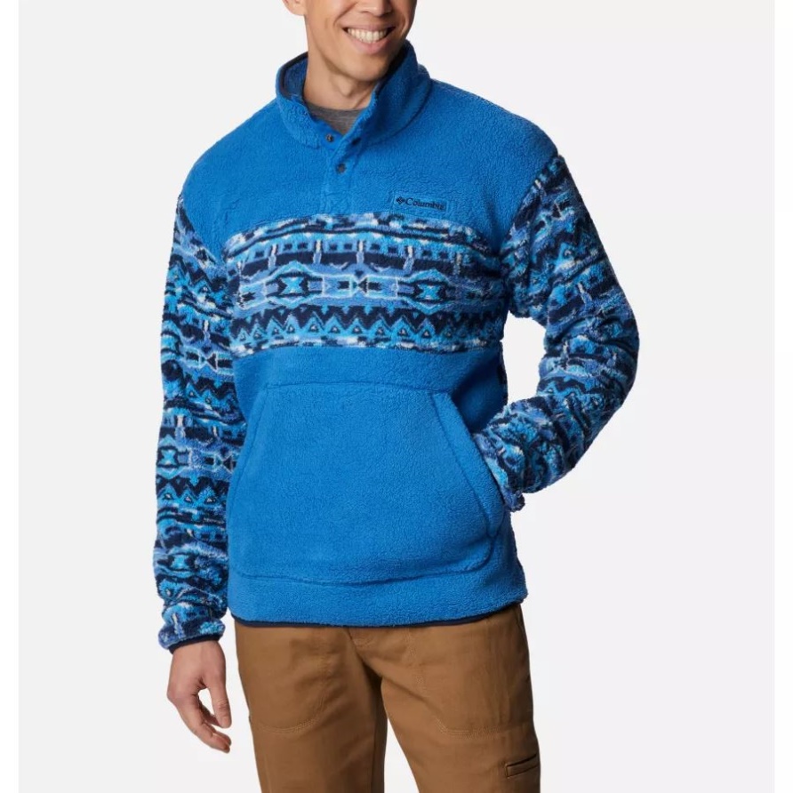 Columbia Brt Indigo 80s Stripe Print/coll Navy Robuster Ridge Sherpa-pullover Für Herren