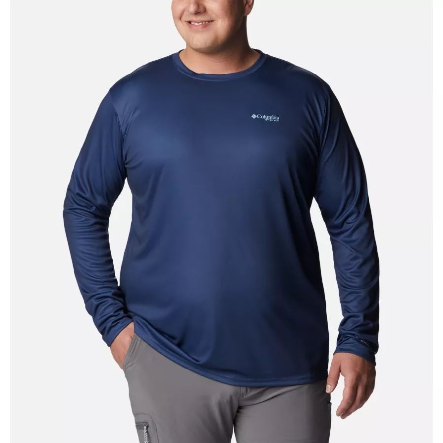 Columbia Carbon/spring Blue Forellenfliegen Herren Pfg Endgerät Fischflagge Langarmshirt Groß
