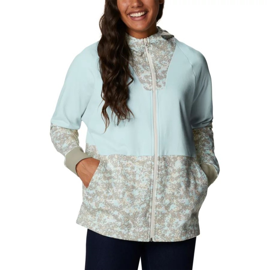 Columbia Chalk Dotty Disguise/Safari Columbia Lodge French Terry Kapuzenjacke Mit Durchgehendem Reißverschluss Für Damen