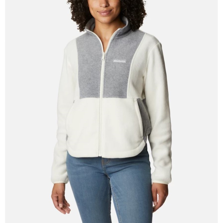 Columbia Kreide/hellgrau Meliert Benton Springs Colorblock-Fleecejacke Mit Durchgehendem Reißverschluss Für Damen