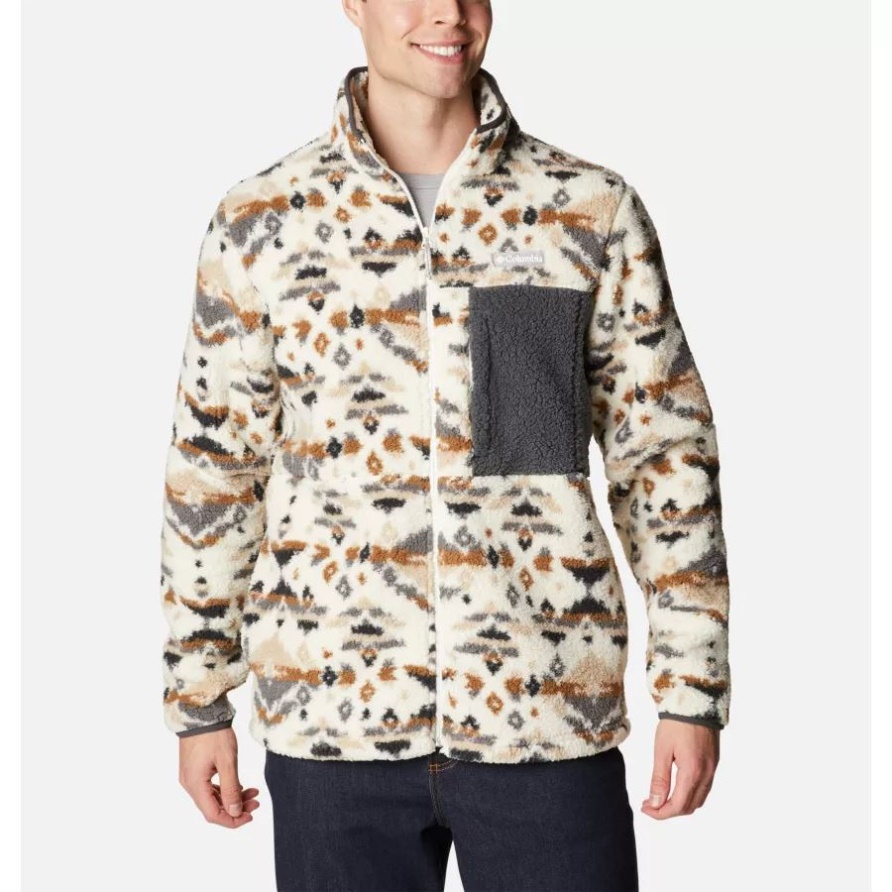 Columbia Chalk Rocky Mountain Print Herren-Fleecejacke Mit Mountainside-Print