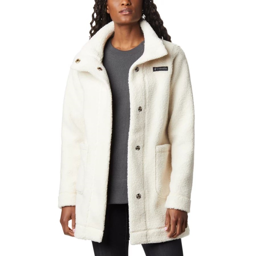 Columbia Chalk Damen-Panorama-Fleecemantel Lang