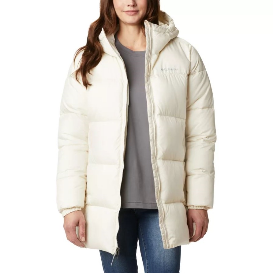 Columbia Chalk Damen-Pufferjacke Mit Mittlerer Puffect-Kapuze