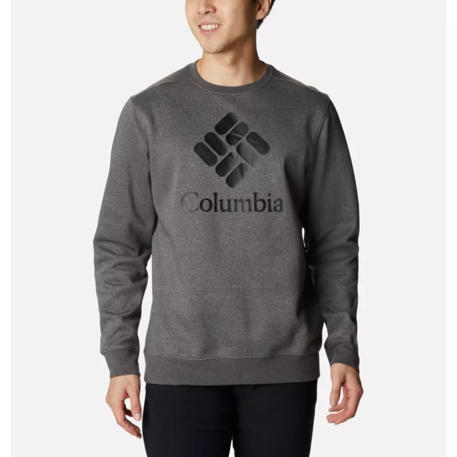 Columbia Charcoal Heather/csc Trek Crew-Sweatshirt Mit Gestapelter Grafik Für Herren