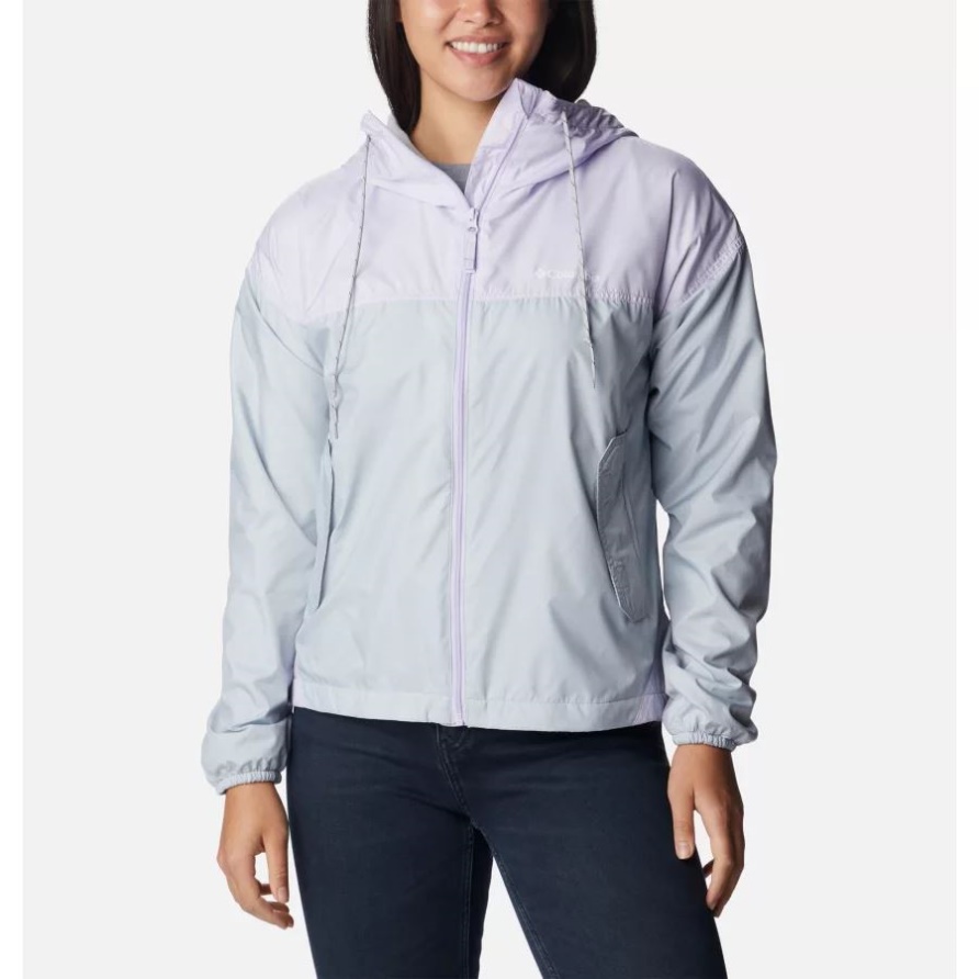Columbia Cirrus Grau/lila Getönte Flash Challenger Fleece Gefütterte Windjacke Für Damen