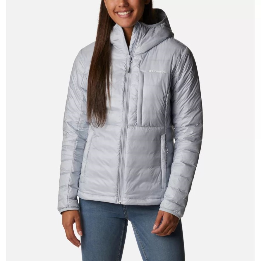 Columbia Cirrus Grey Infinity Summit Omni-Heat Infinity Doppelwandige Daunenjacke Mit Kapuze Für Damen