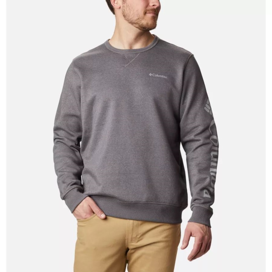 Columbia City Grey Heather/Columbia Grey Herren-Fleece-Crew Mit Columbia-Logo