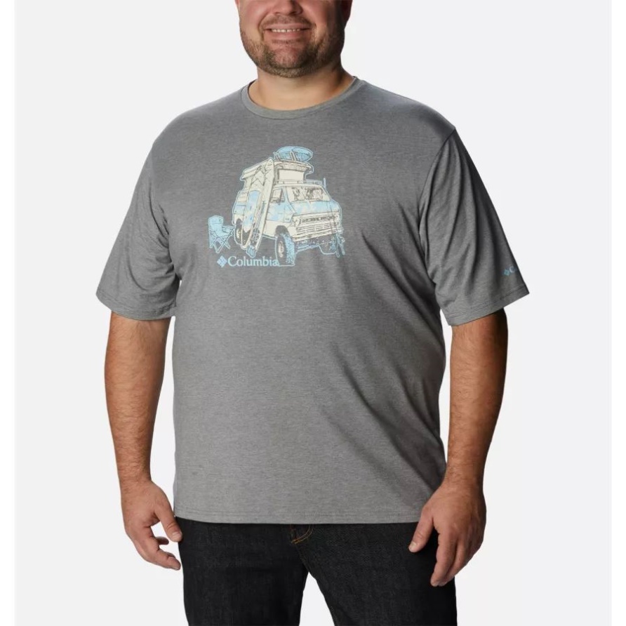 Columbia City Grey Heather/h2o Fanatic 2 Sun Trek Technisches T-shirt Für Herren, Erweiterte Größe