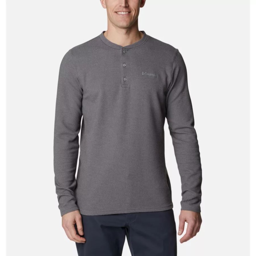 Columbia City Grey Heather Pine Peak Waffle Longsleeve Für Herren
