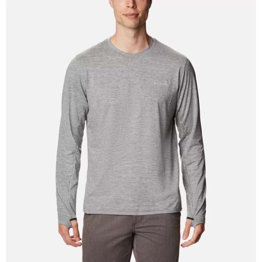 Columbia City Grau Meliert Tech Trail Langärmliges Crew II Shirt Für Herren