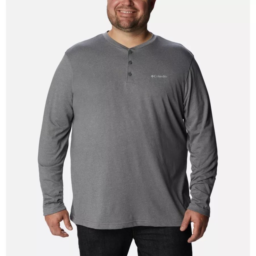 Columbia City Grey Heather Thistletown Hills Henley Für Herren, Groß