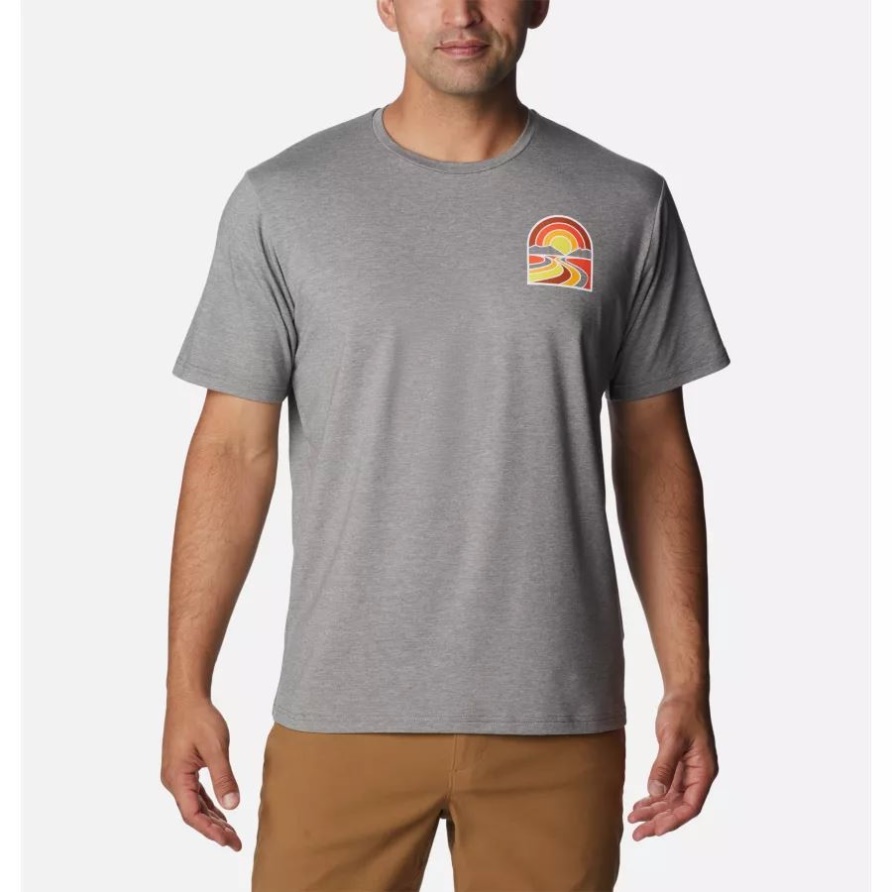 Columbia City Grey Heather/Suntrek Trails Brust Sun Trek Funktions-T-Shirt Für Herren