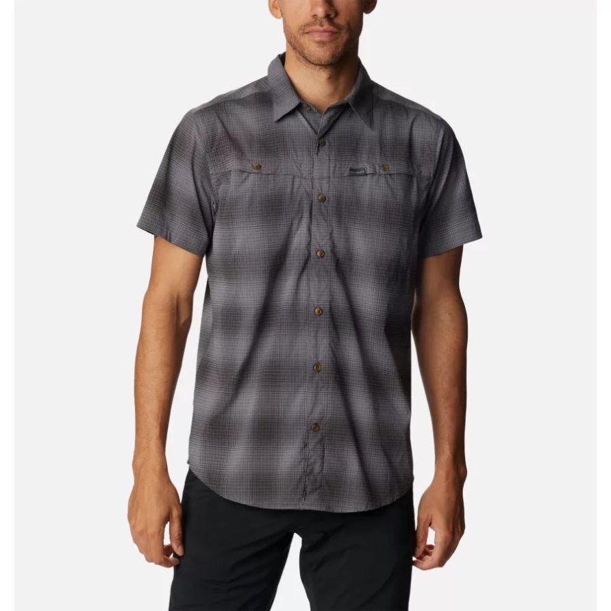 Columbia City Grau Weiches Ombre Herren Newton Ridge Kariertes Kurzarmhemd