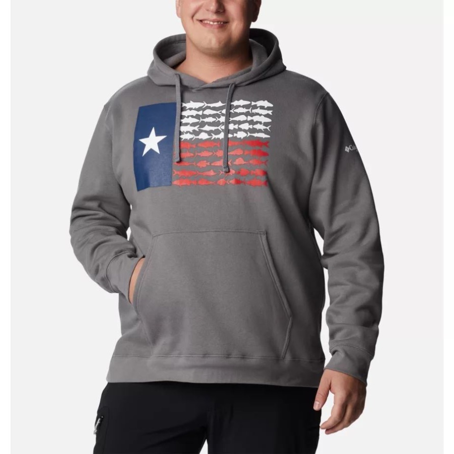 Columbia City Grau/texas Herren Pfg Fischflagge Ii Hoodie Groß