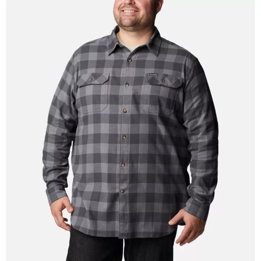 Columbia City Grey Twill Buffalo Check Herren Flare Gun Stretch Flanell Groß