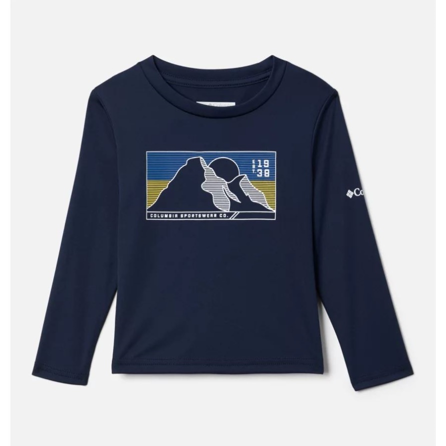 Columbia Collegiate Navy/Line Scape Jungen Kleinkind Grizzly Peak Langarm-Grafik-T-Shirt