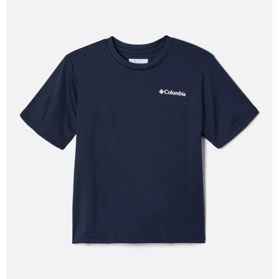 Columbia Collegiate Navy/Starry Peaks Grafik-T-Shirt Für Jungen Mit Grizzly-Ridge-Grafik Auf Der Rückseite