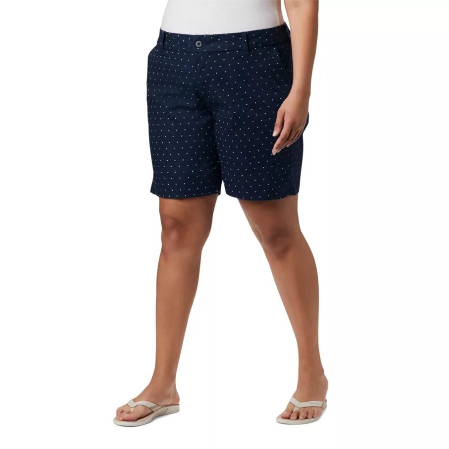 Columbia Collegiate Navy Swiss Dot Damen Bonehead Stretch-Shorts In Übergröße