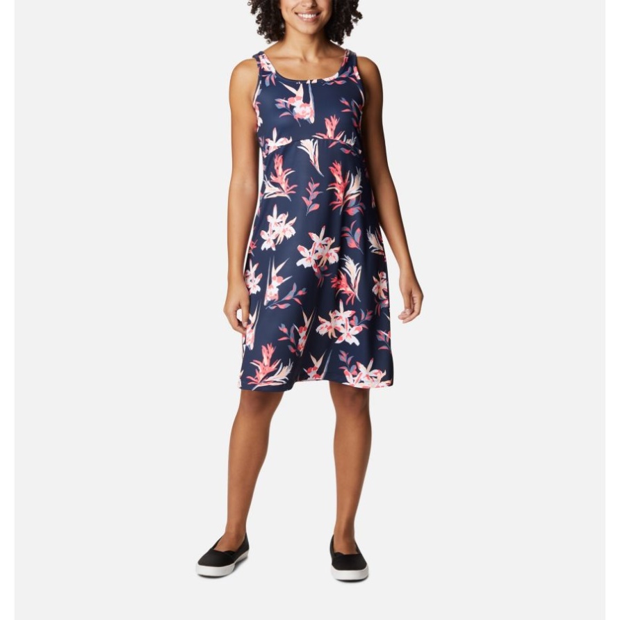 Columbia Collegiate Navy/tossed Tropics Print Pfg Freezer Iii Kleid Für Damen