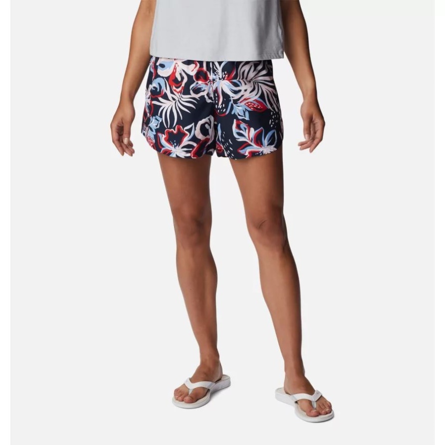Columbia Collegiate Navy Tropic Multilines Pfg Super Tamiami Pull-on Shorts Für Damen