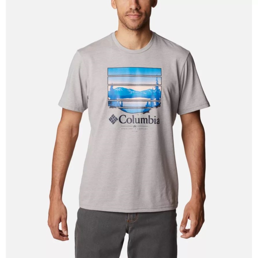 Columbia Columbia Graues Hthr/buntes Vista Grx Der Wegsee-grafischer T-shirt Der Männer