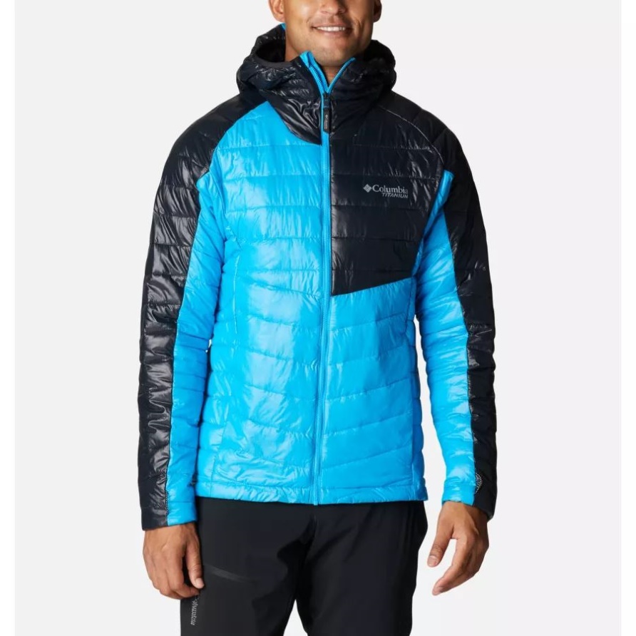 Columbia Kompassblau/schwarze Isolierte Jacke Mit Kapuze Und Platinspitze Für Herren