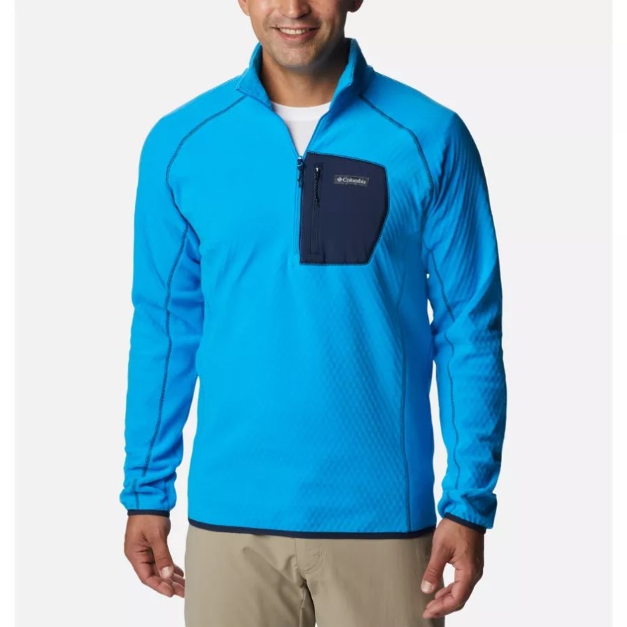 Columbia Compass Blue/Collegiate Navy Outdoor-Tracks-Fleecepullover Mit Halbem Reißverschluss Für Herren
