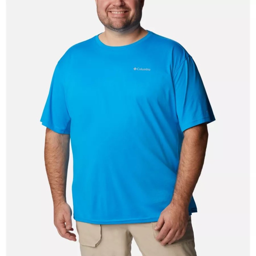 Columbia Compass Blue/compass Blue Heather Zero Ice Cirro-cool Kurzarmshirt Für Herren Groß