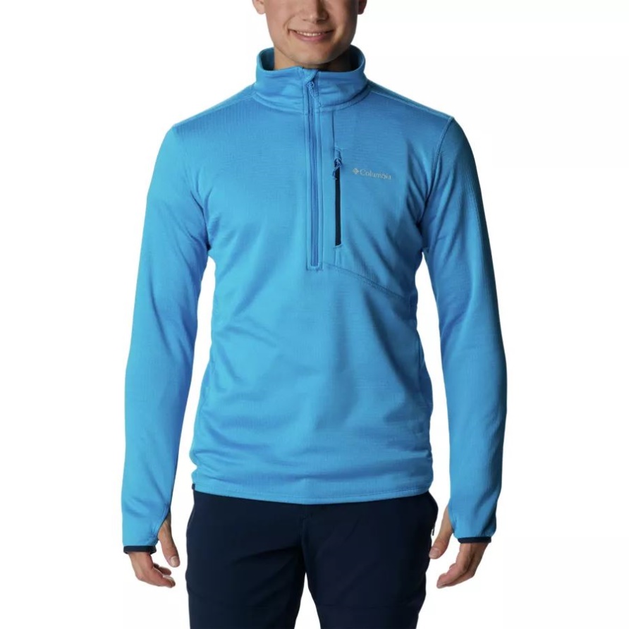 Columbia Herren-Fleece Mit Halbem Reißverschluss, Kompassblau Meliert, Mit Parkblick