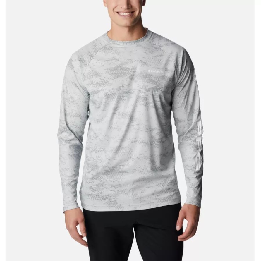 Columbia Cool Grey Dark Pfg Camo Herren Pfg Terminal Deflektor Bedrucktes Langarmhemd
