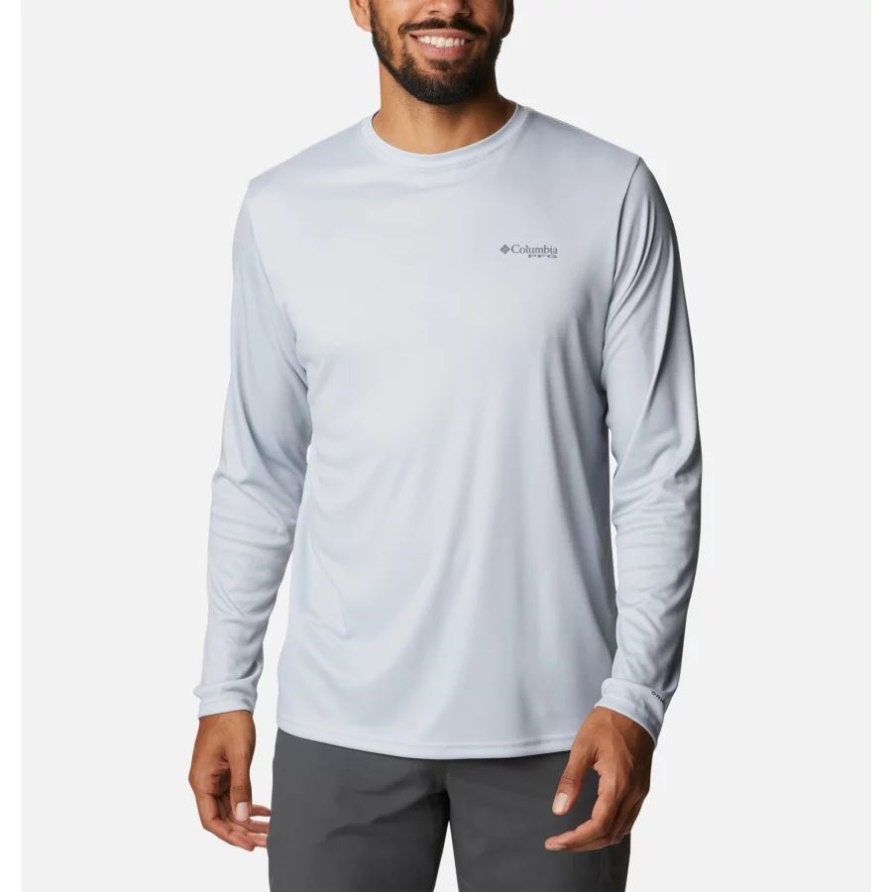 Columbia Cool Grau/georgia Fish Herren Pfg Endgerät Fischflagge Langarmshirt Groß