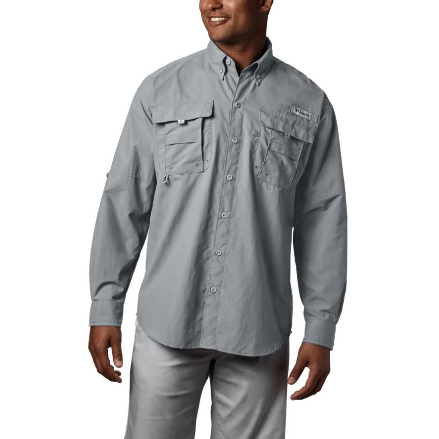 Columbia Cooles Graues Pfg Bahama Ii Langarmhemd Für Herren Groß