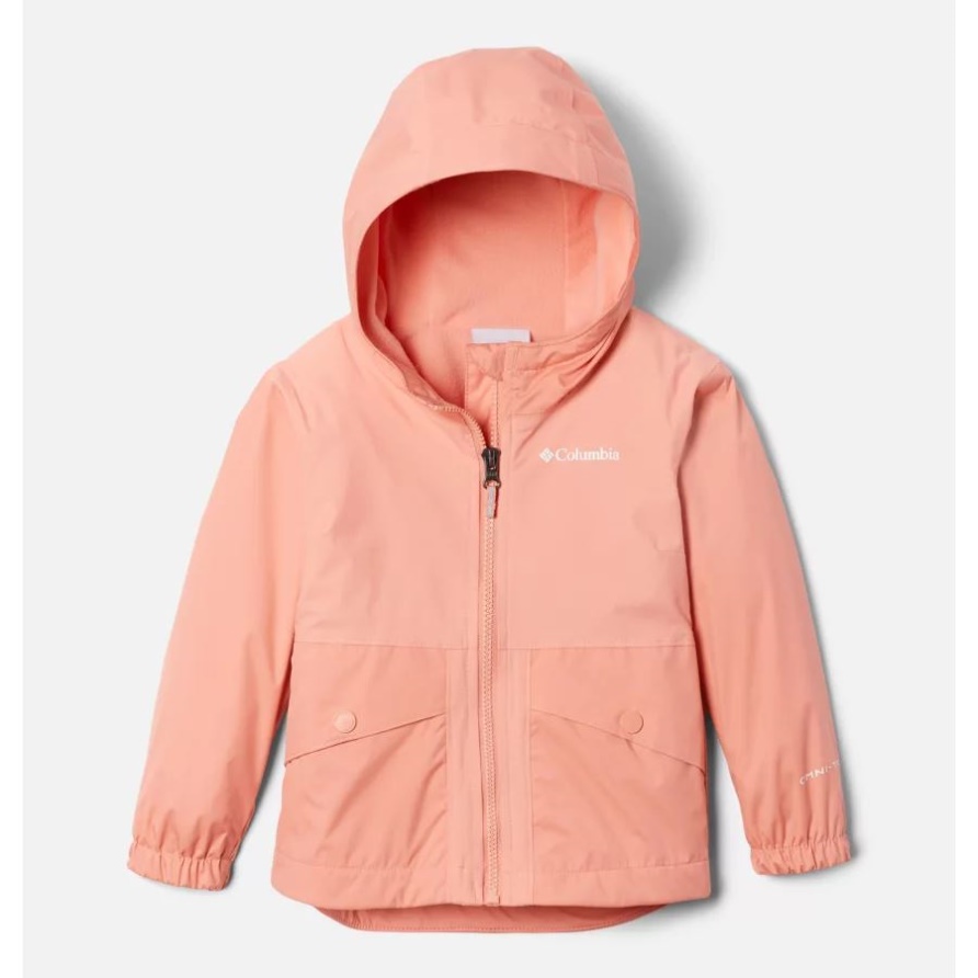 Columbia Coral Reef/Coral Reef Slub Fleece Gefütterte Regenwanderjacke Für Mädchen Für Kleinkinder