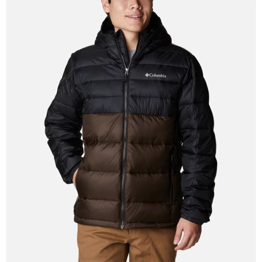 Columbia Cordovan/schwarze Synthetische Daunenjacke Aus Bockbutte Mit Kapuze Für Herren