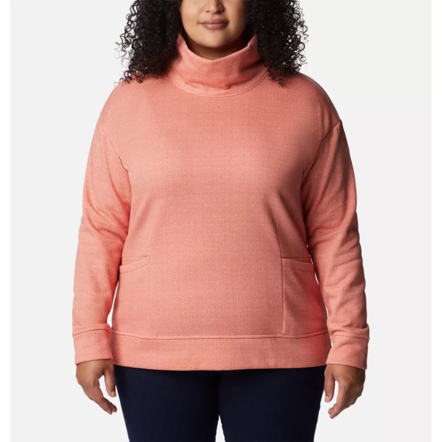 Columbia Trichterpullover Mit Fischgrätenmuster In Dunkler Koralle Von Columbia Für Damen In Übergröße