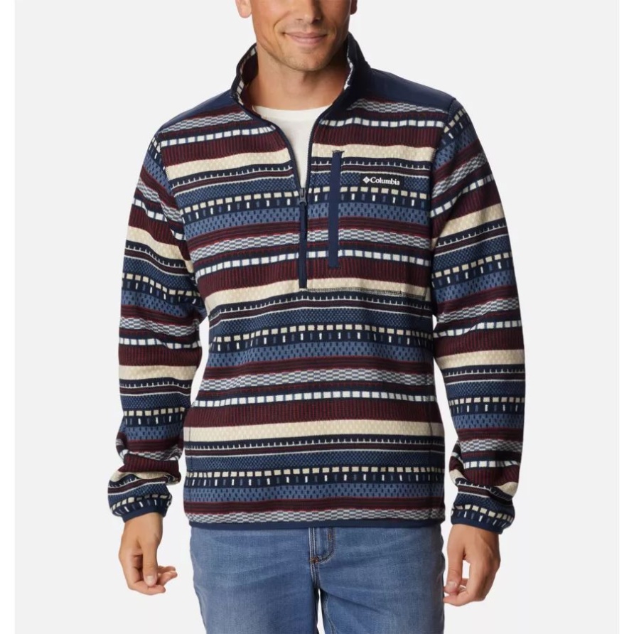 Columbia Dark Mountain Apres Stripe Herrenpullover Wetter Ii Halber Reißverschluss Aus Bedrucktem Fleece