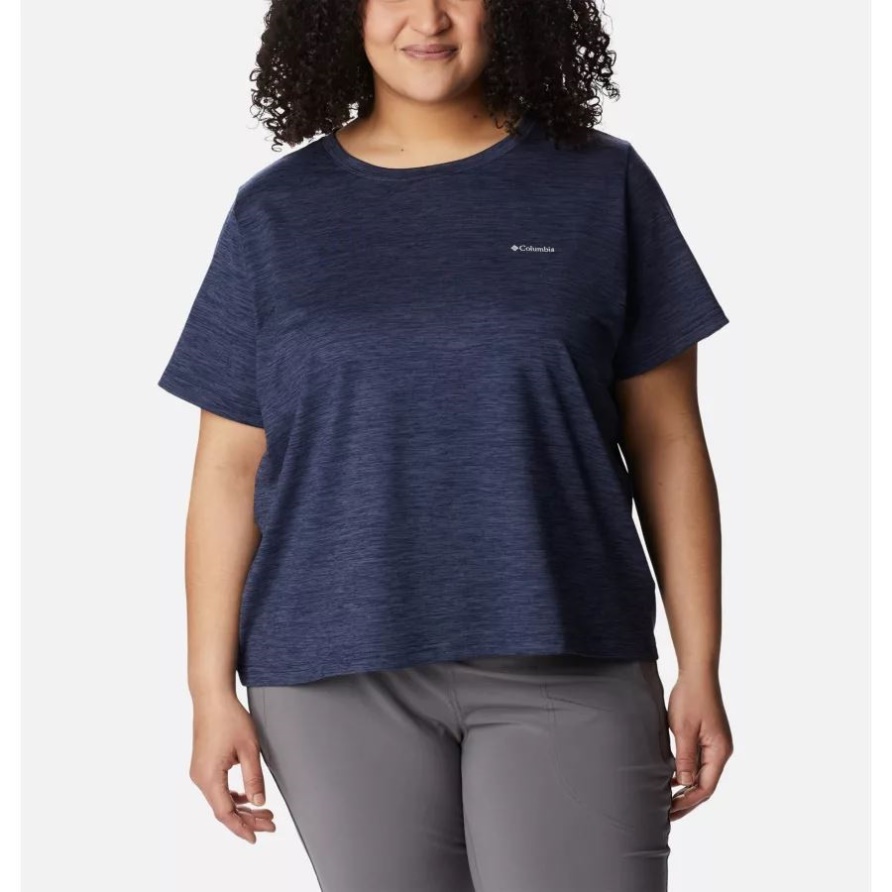 Columbia Dark Nocturnal Heather Wochenend-Abenteuer-Kurzarm-T-Shirt Für Damen In Übergröße