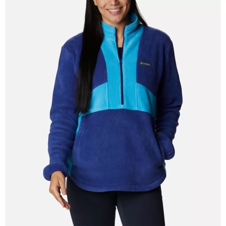 Columbia Dark Sapphire/blue Chill Benton Springs Farbblock-fleecepullover Mit Halbem Reißverschluss Für Damen