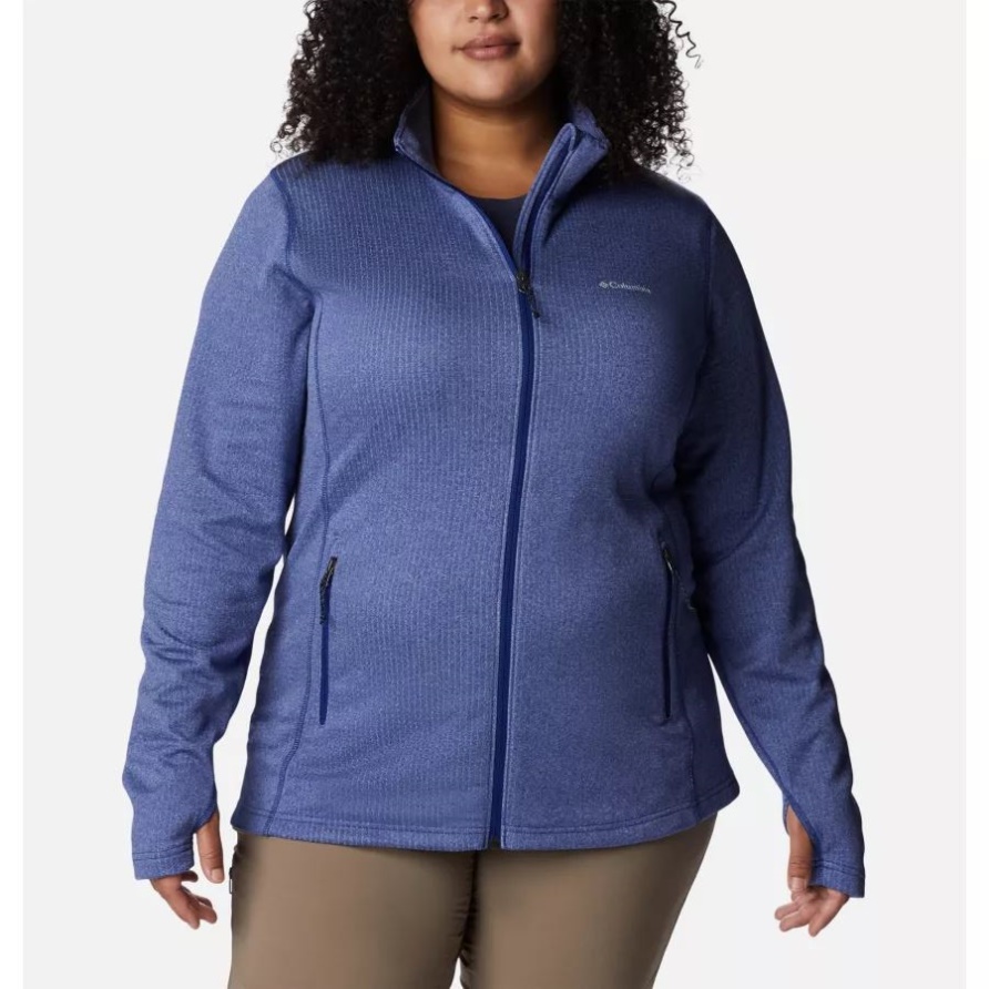Columbia Dark Sapphire Heather Park View Grid Fleecepullover Mit Durchgehendem Reißverschluss Für Damen In Übergröße