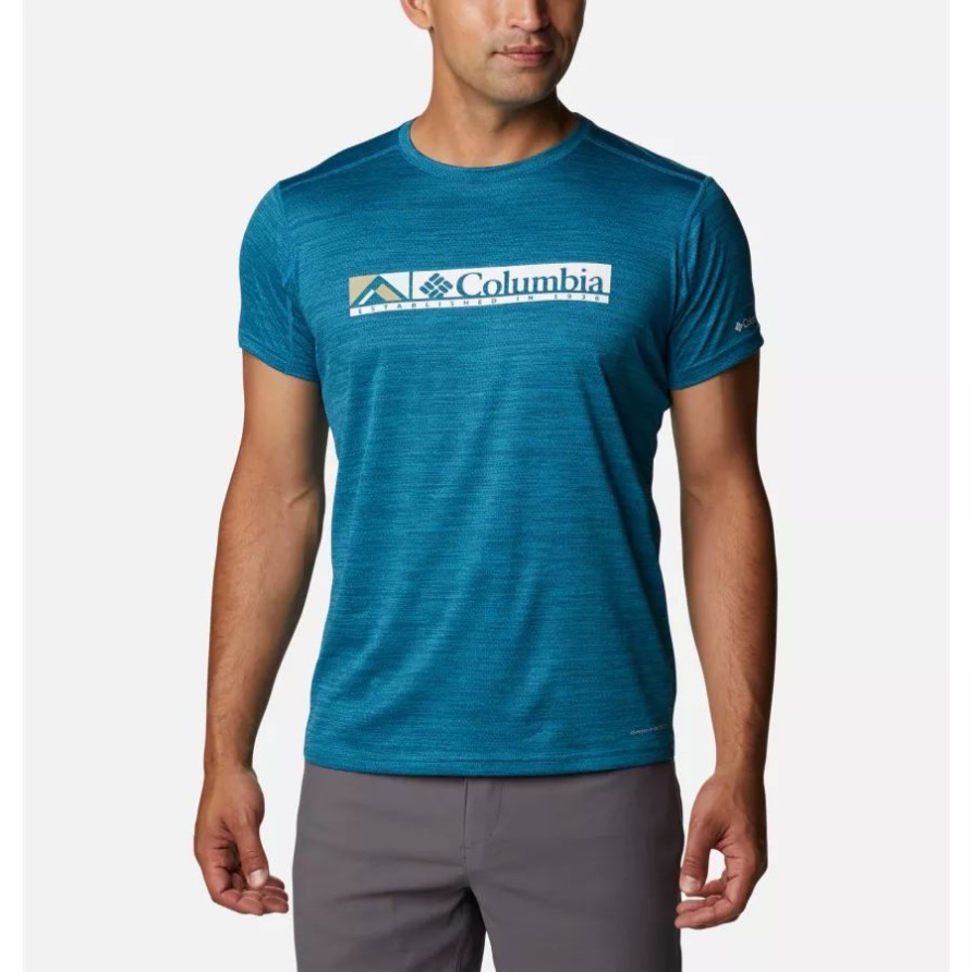 Columbia Deep Marine Heather/Ridgescape Grafik Alpine Chill Zero Grafik Für Herren Technisches T-Shirt