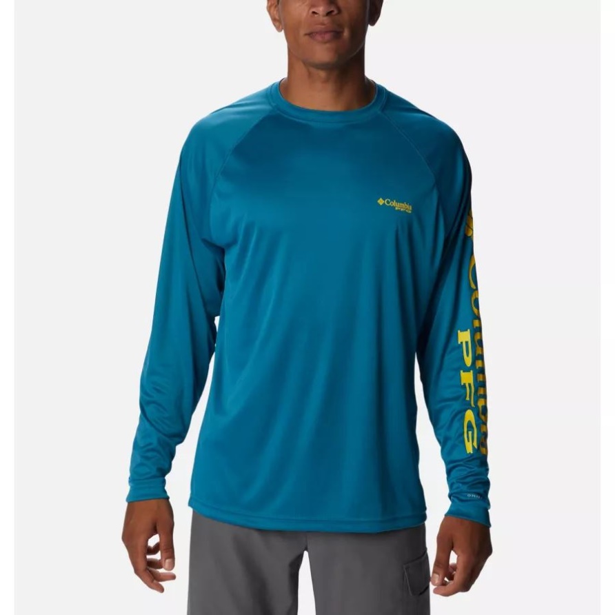 Columbia Deep Marine/Laser Lemon Logo Herren Pfg Terminal Tackle Langarmshirt