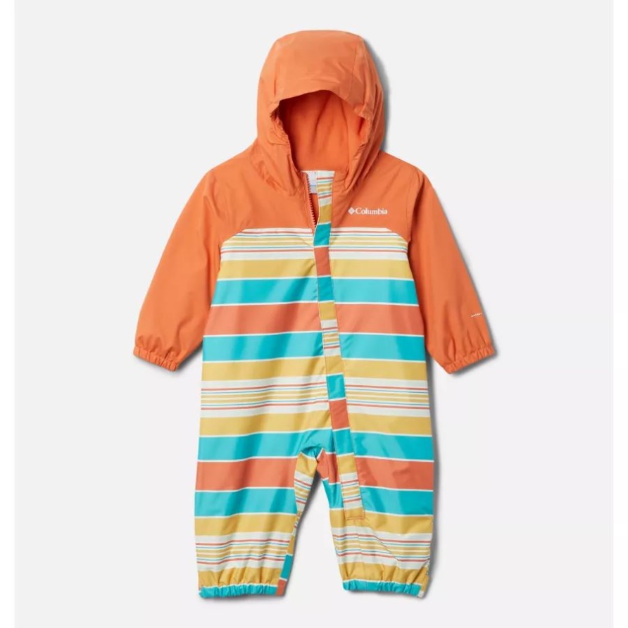 Columbia Desert Orange Danby Stripe/dsrt Orng Infant Critter Jitters Ii Rain Suit