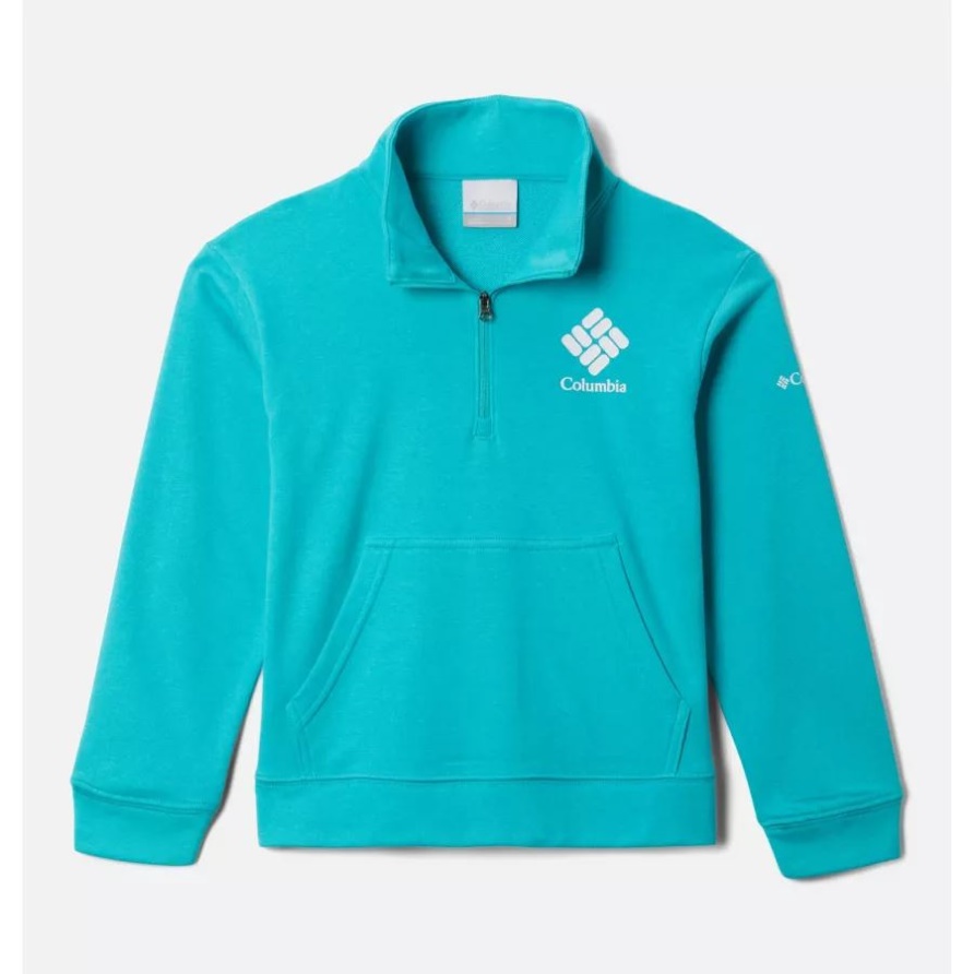 Columbia Columbia Trek French Terry Halbreißverschluss-Pullover Für Mädchen, Hell Aqua