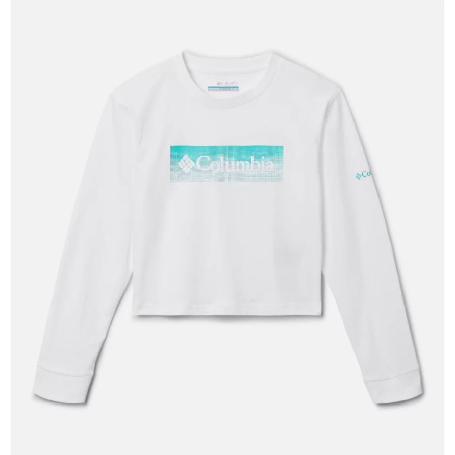 Columbia Mission Lake Boxy Langarmshirt Für Mädchen Weiß/gerahmte Halbton-Logografik