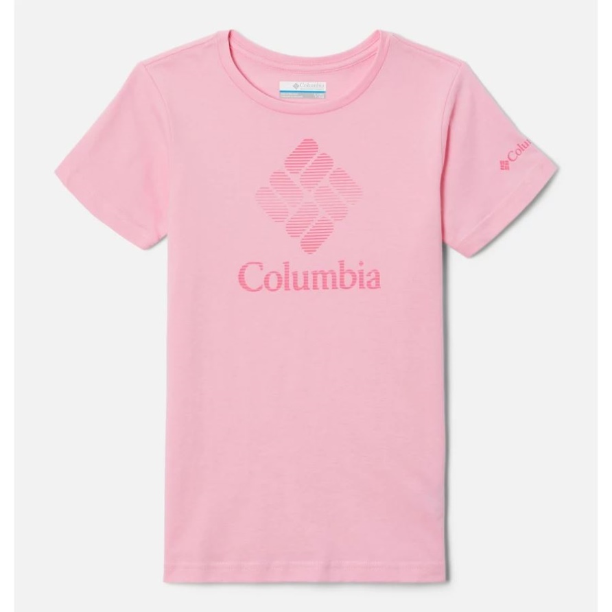 Columbia Mission Lake Kurzarm-Grafik-T-Shirt Für Mädchen Wild Rose/CSC Stacked-Banded-Grafik