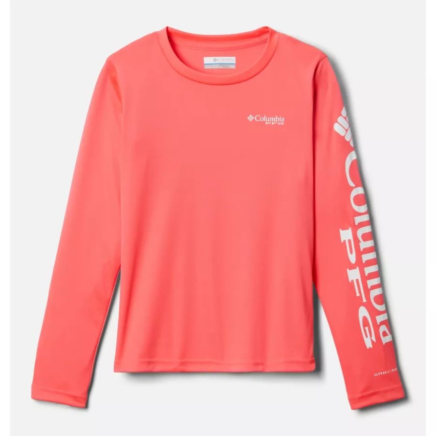 Columbia Mädchen Pfg Tidal Langärmliges T-shirt Neon Sonnenaufgang/weißes Logo