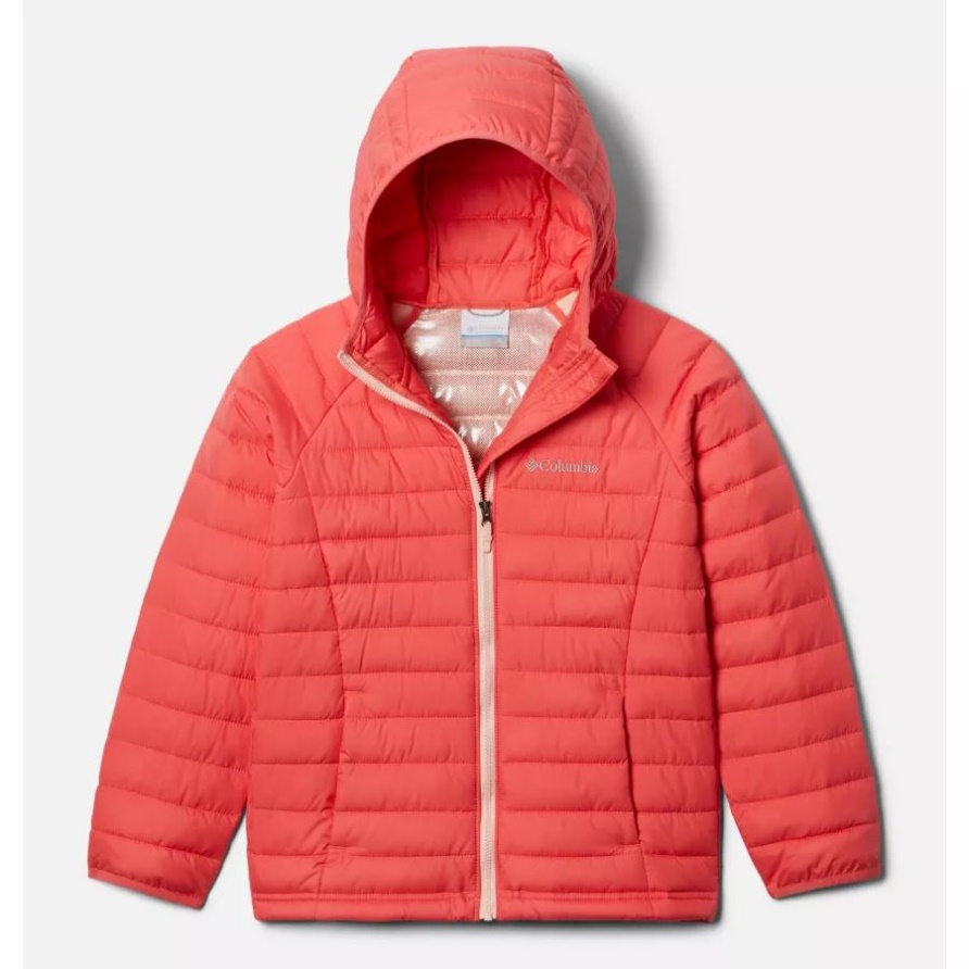 Columbia Powder Lite Kapuzenjacke Für Mädchen In Blush Pink
