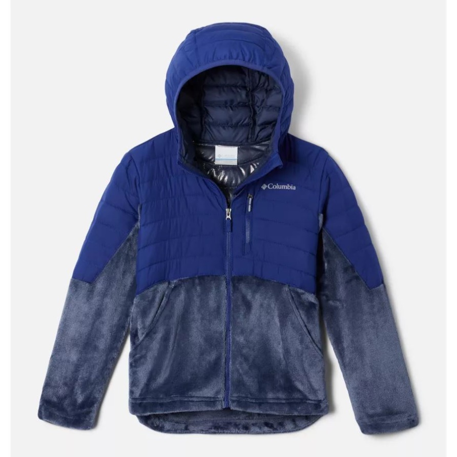 Columbia Powder Lite Neuheit Kapuzenjacke Für Mädchen Dark Sapphire/nocturnal