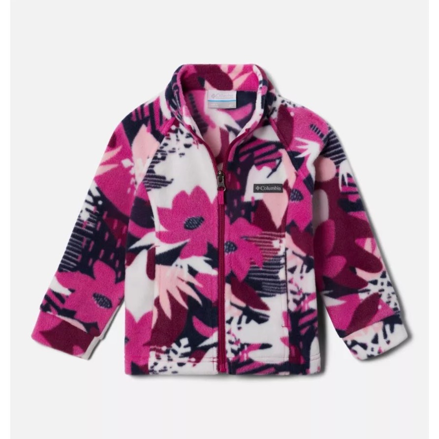 Columbia-Mädchen-Kleinkind-Fleecejacke Benton Springs II Mit Aufdruck Wild Fuchsia Scraptanical