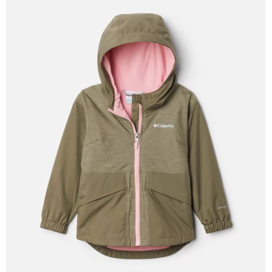 Columbia-Jacke Mit Fleecefutter Für Kleinkinder Mit Fleecefutter Für Kleinkinder In Rainy Trails Stone Green/Slub In Stone Green